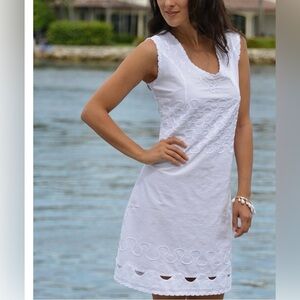 Cotton Natural Cotton Dress/ Swim Cover-Up in White Size XL